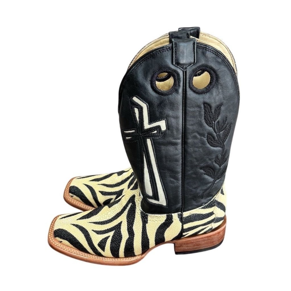 Corral Women's Western Boots Size 8 Zebra Striped with Cross Design